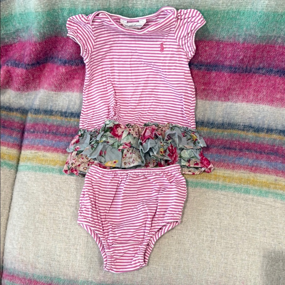 Ralph Lauren Pink Striped Baby Dress